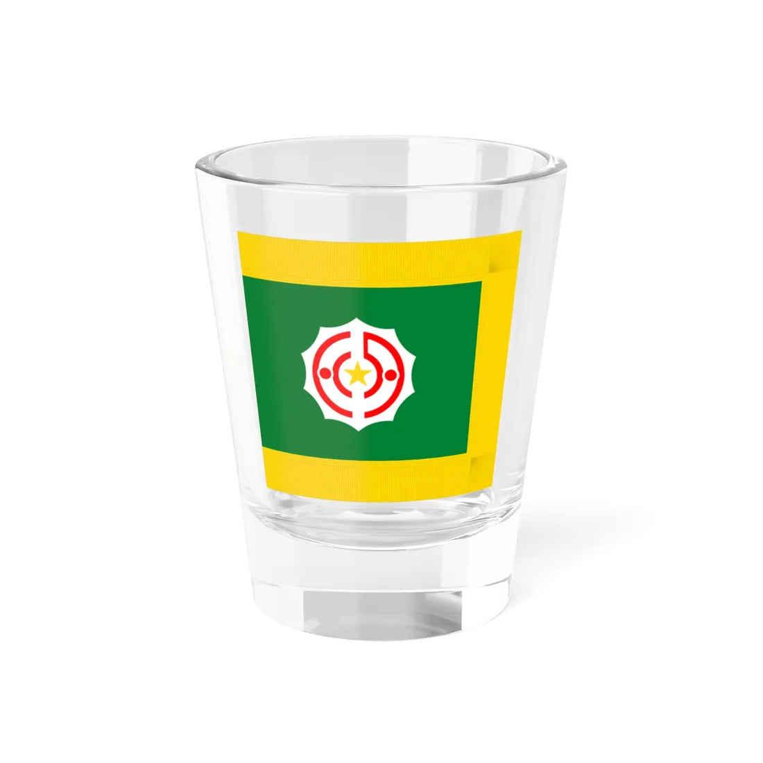 Flag of Tanno Hokkaido 1946-2006 fringed (Japan) Shot Glass 1.5oz 1.5oz - Go Mug Yourself