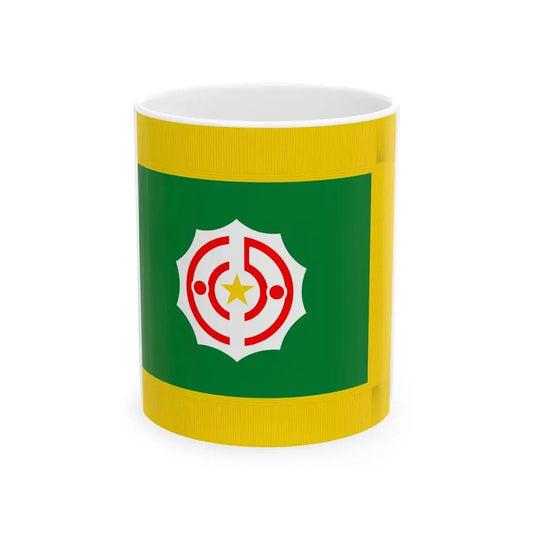 Flag of Tanno Hokkaido 1946-2006 fringed (Japan) White Coffee Mug 11oz - Go Mug Yourself