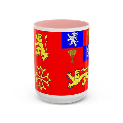 Flag of Tarn et Garonne France - Accent Coffee Mug 15oz Pink - Go Mug Yourself