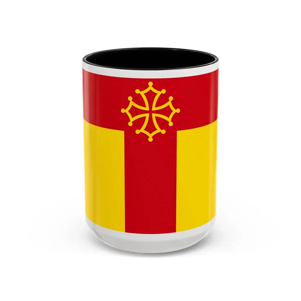 Flag of Tarn France - Accent Coffee Mug 15oz Black - Go Mug Yourself
