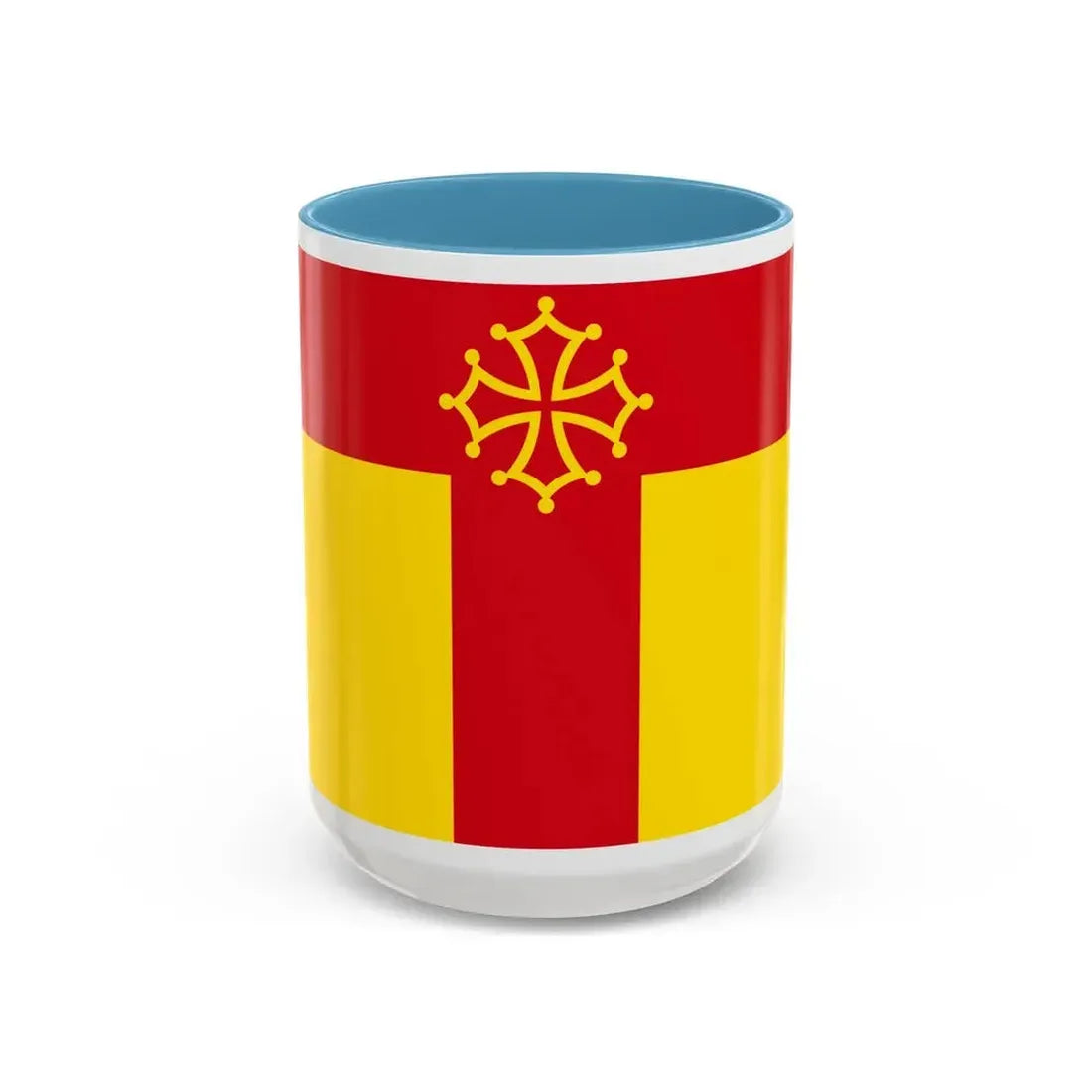Flag of Tarn France - Accent Coffee Mug 15oz Light Blue - Go Mug Yourself