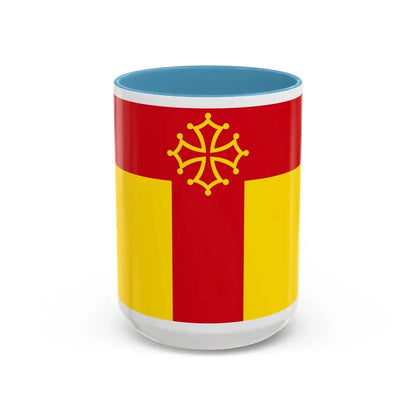 Flag of Tarn France - Accent Coffee Mug 15oz Light Blue - Go Mug Yourself