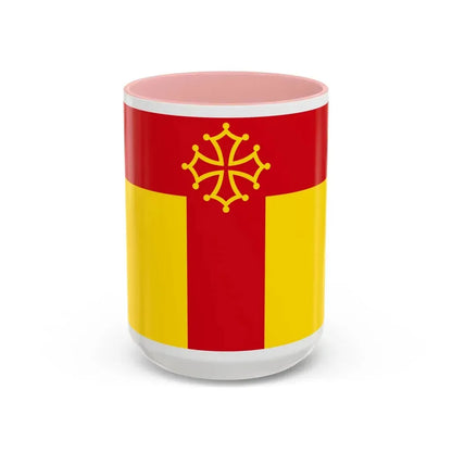 Flag of Tarn France - Accent Coffee Mug 15oz Pink - Go Mug Yourself