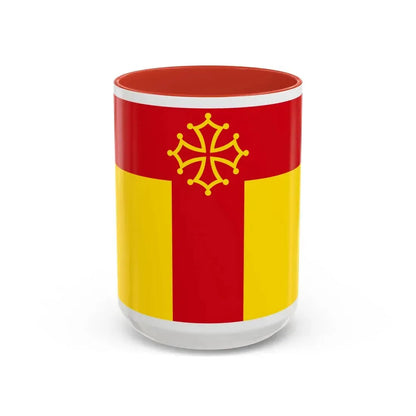 Flag of Tarn France - Accent Coffee Mug 15oz Red - Go Mug Yourself
