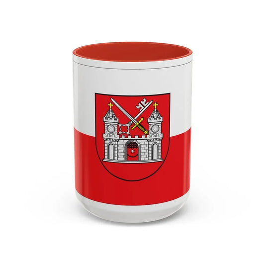 Flag of Tartu Estonia - Accent Coffee Mug 15oz Red - Go Mug Yourself