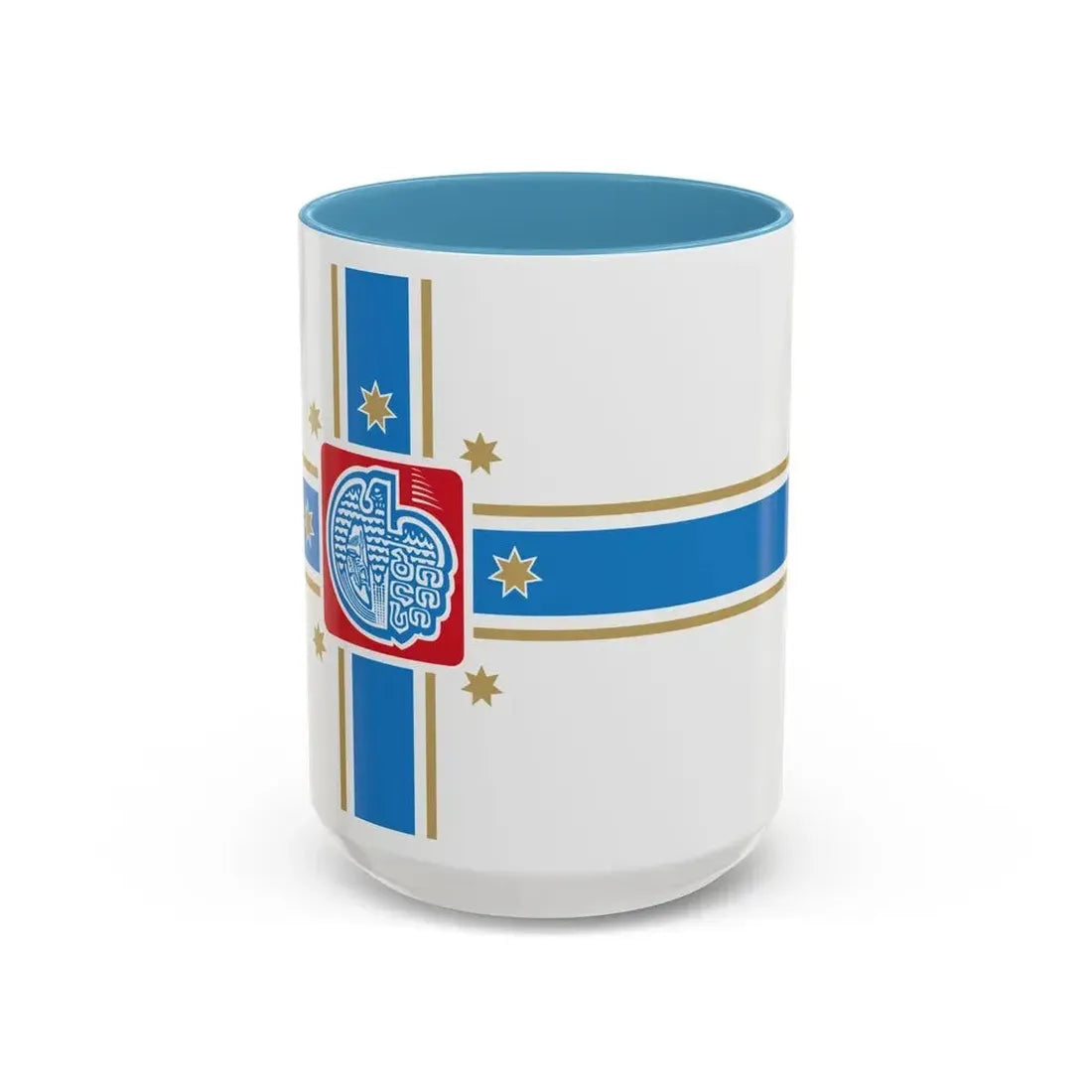 Flag of Tbilisi Georgia - Accent Coffee Mug 15oz Light Blue - Go Mug Yourself