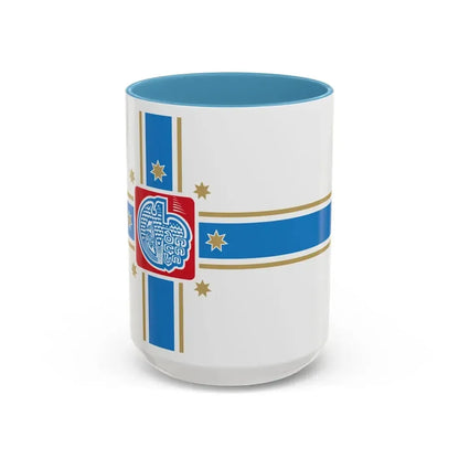 Flag of Tbilisi Georgia - Accent Coffee Mug 15oz Light Blue - Go Mug Yourself