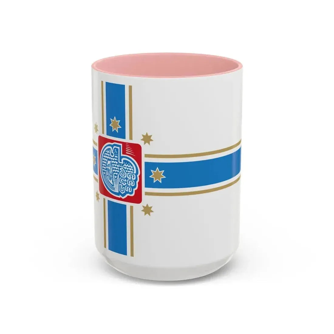Flag of Tbilisi Georgia - Accent Coffee Mug 15oz Pink - Go Mug Yourself