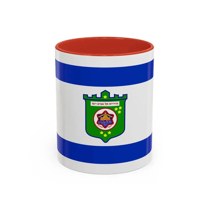 Flag of Tel Aviv Israel - Accent Coffee Mug 11oz Red - Go Mug Yourself