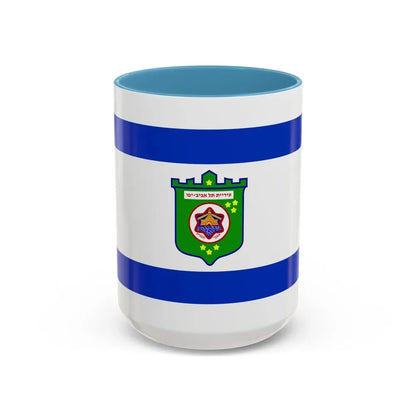 Flag of Tel Aviv Israel - Accent Coffee Mug 15oz Light Blue - Go Mug Yourself