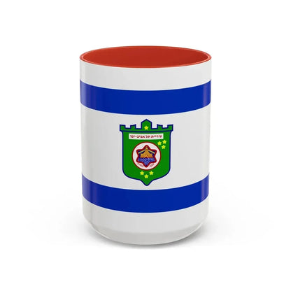 Flag of Tel Aviv Israel - Accent Coffee Mug 15oz Red - Go Mug Yourself