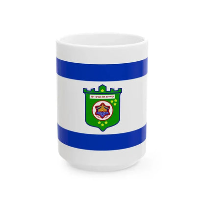 Flag of Tel Aviv Israel - White Coffee Mug 15oz - Go Mug Yourself