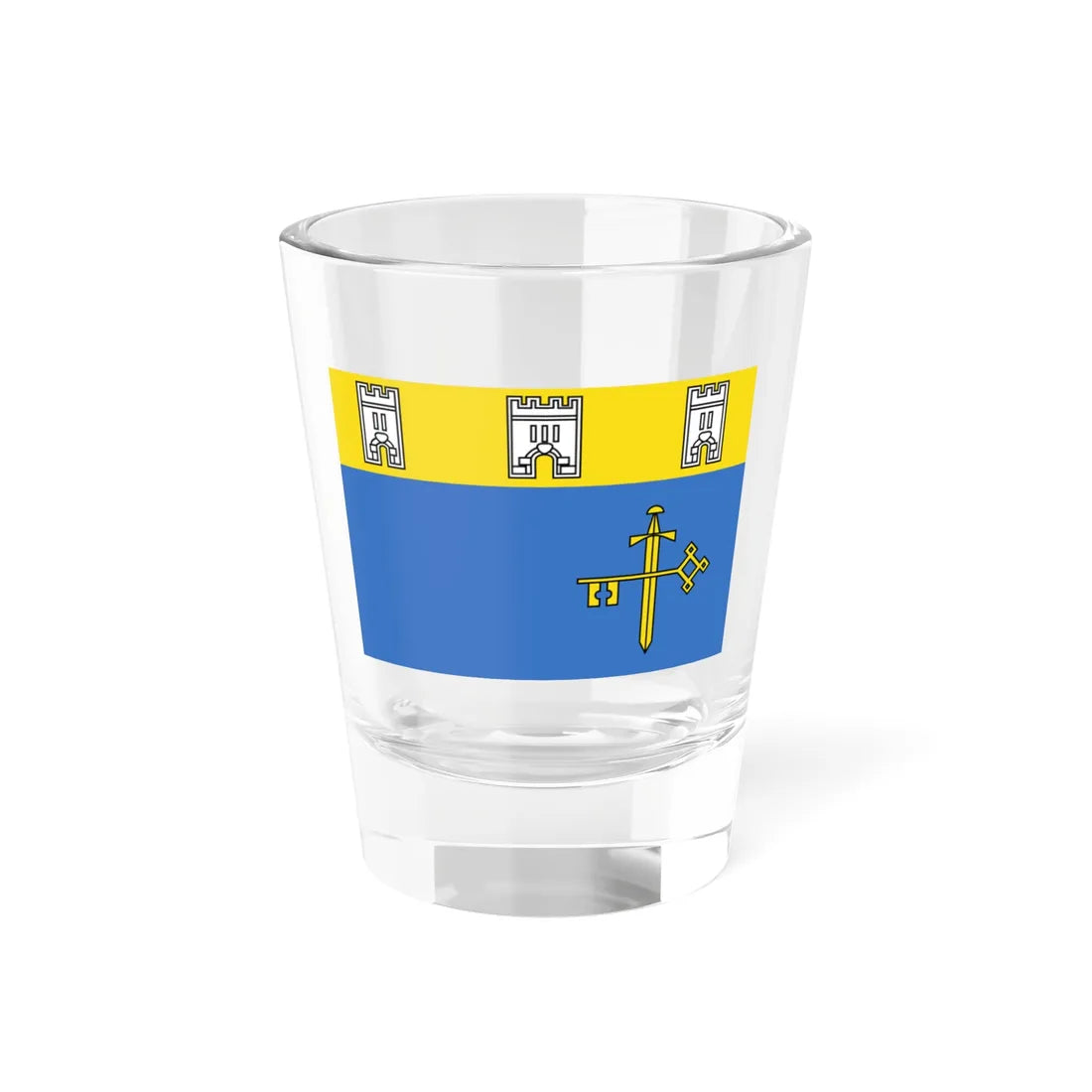 Flag of Ternopil Oblast 2001-2003 (Ukraine) Shot Glass 1.5oz 1.5oz - Go Mug Yourself