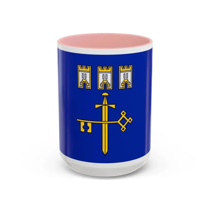 Flag of Ternopil Oblast Ukraine - Accent Coffee Mug 15oz Pink - Go Mug Yourself