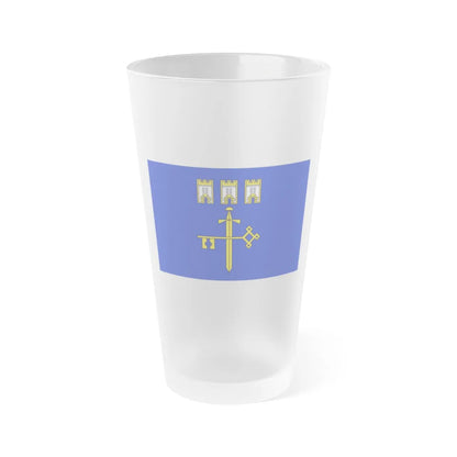 Flag of Ternopil Oblast Ukraine - Frosted Pint Glass 16oz-16oz-Frosted-Go Mug Yourself