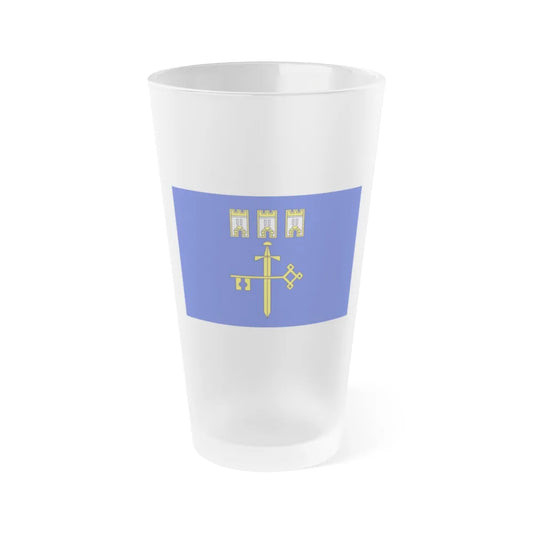 Flag of Ternopil Oblast Ukraine - Frosted Pint Glass 16oz-16oz-Frosted-Go Mug Yourself