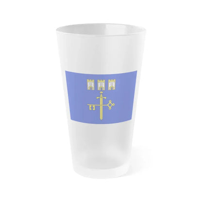 Flag of Ternopil Oblast Ukraine - Frosted Pint Glass 16oz 16oz Frosted - Go Mug Yourself
