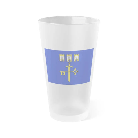 Flag of Ternopil Oblast Ukraine - Frosted Pint Glass 16oz 16oz Frosted - Go Mug Yourself
