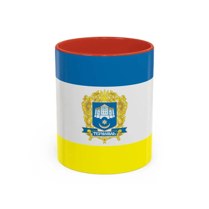 Flag of Ternopil Ukraine - Accent Coffee Mug 11oz Red - Go Mug Yourself