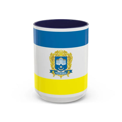 Flag of Ternopil Ukraine - Accent Coffee Mug 15oz Navy - Go Mug Yourself