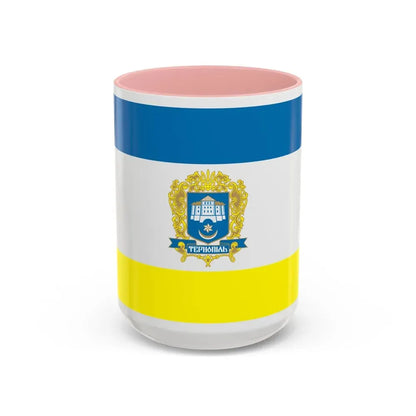 Flag of Ternopil Ukraine - Accent Coffee Mug 15oz Pink - Go Mug Yourself