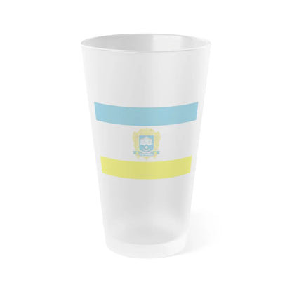 Flag of Ternopil Ukraine - Frosted Pint Glass 16oz-16oz-Frosted-Go Mug Yourself