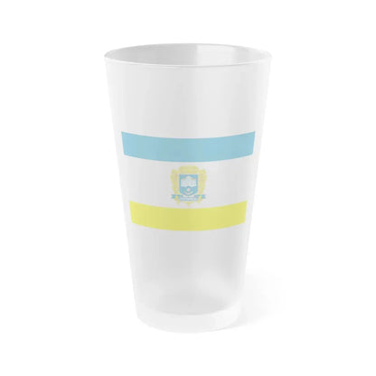 Flag of Ternopil Ukraine - Frosted Pint Glass 16oz 16oz Frosted - Go Mug Yourself