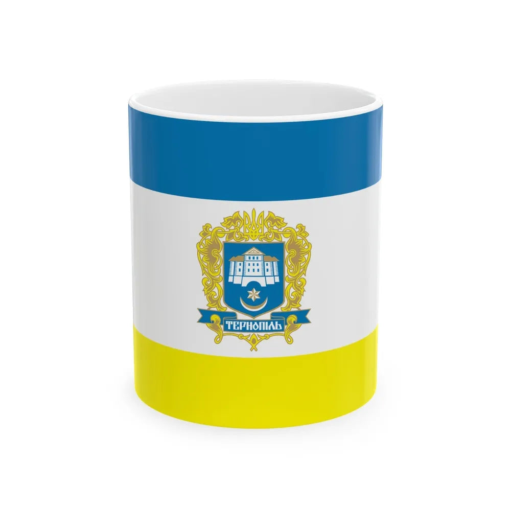 Flag of Ternopil Ukraine - White Coffee Mug-11oz-Go Mug Yourself