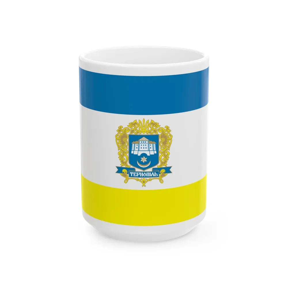 Flag of Ternopil Ukraine - White Coffee Mug-15oz-Go Mug Yourself