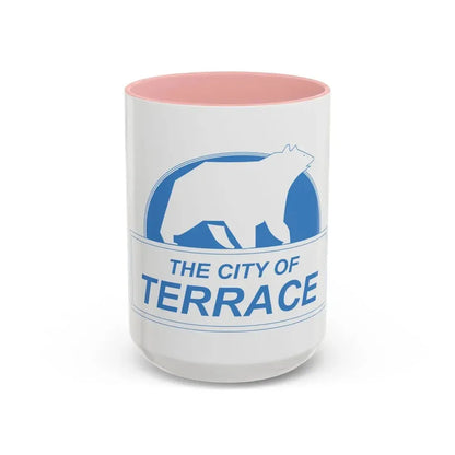 Flag of Terrace British Columbia Canada - Accent Coffee Mug 15oz Pink - Go Mug Yourself