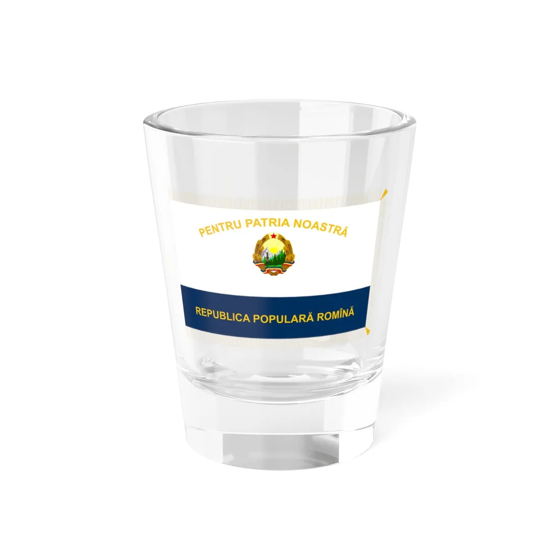 Flag of terrestrial units of the Naval Force of Romania 1952-1965 obverse (Oman) Shot Glass 1.5oz 1.5oz - Go Mug Yourself