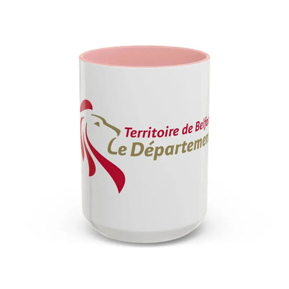 Flag of Territoire de Belfort France - Accent Coffee Mug 15oz Pink - Go Mug Yourself