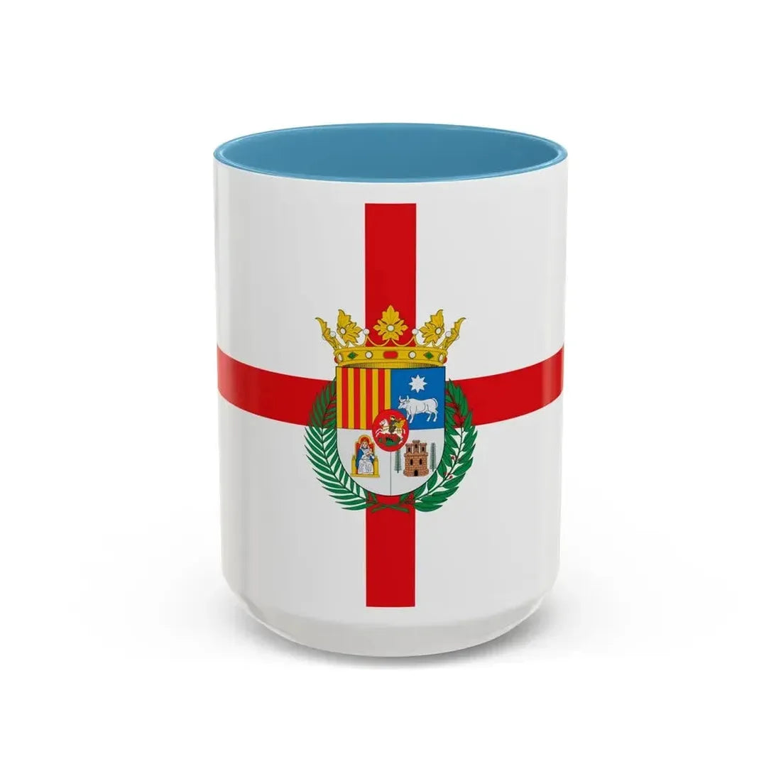 Flag of Teruel Spain - Accent Coffee Mug 15oz Light Blue - Go Mug Yourself