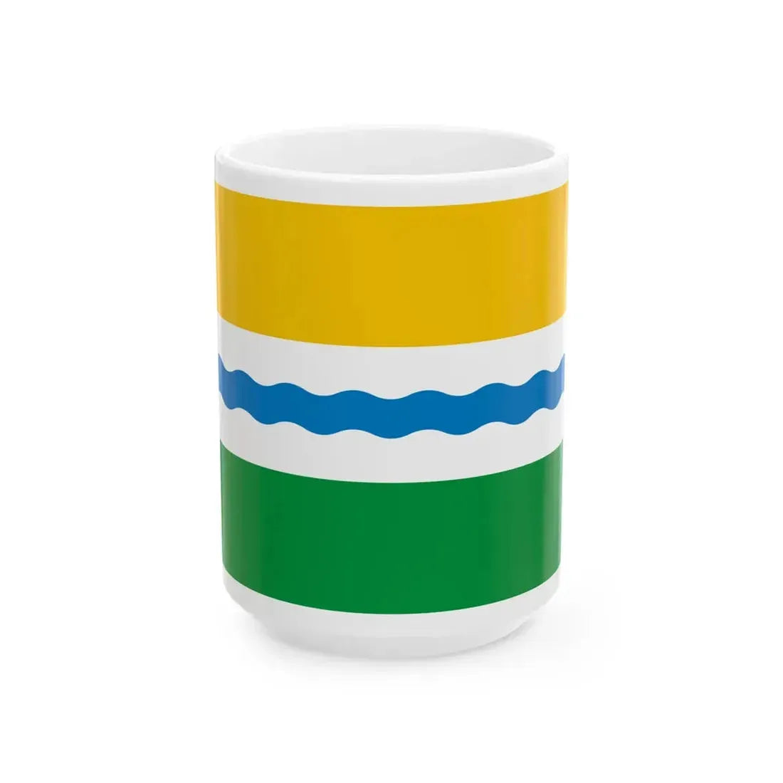 Flag of Tevrizsky rayon Omsk oblast (Russia) White Coffee Mug 15oz - Go Mug Yourself