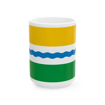 Flag of Tevrizsky rayon Omsk oblast (Russia) White Coffee Mug 15oz - Go Mug Yourself