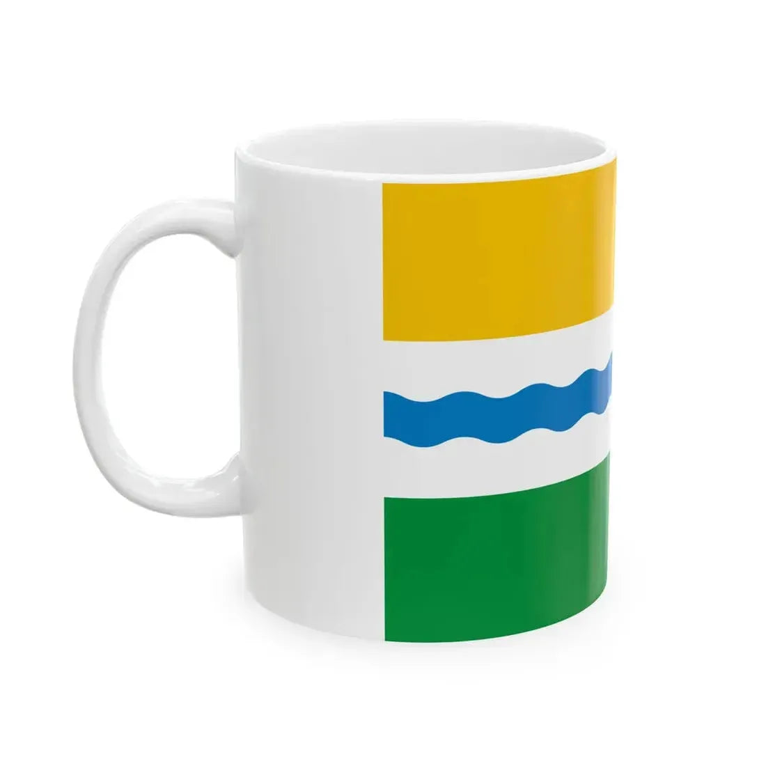 Flag of Tevrizsky rayon Omsk oblast (Russia) White Coffee Mug - Go Mug Yourself