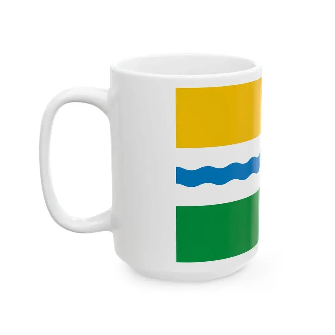 Flag of Tevrizsky rayon Omsk oblast (Russia) White Coffee Mug - Go Mug Yourself