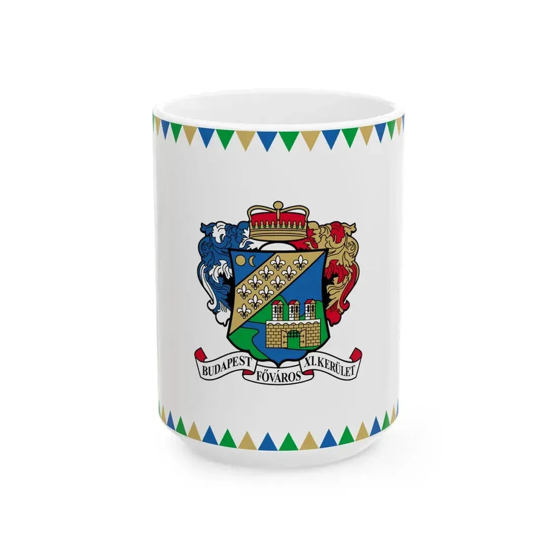 Flag of the 11th District of Budapest (Hungary) White Coffee Mug 15oz - Go Mug Yourself