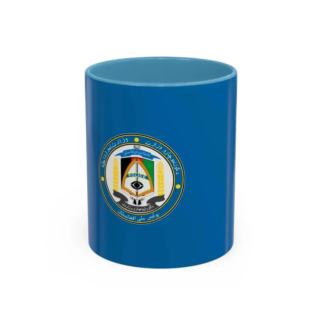 Flag of the Afghan National Police Pashto and Dari - Accent Coffee Mug 11oz Light Blue - Go Mug Yourself