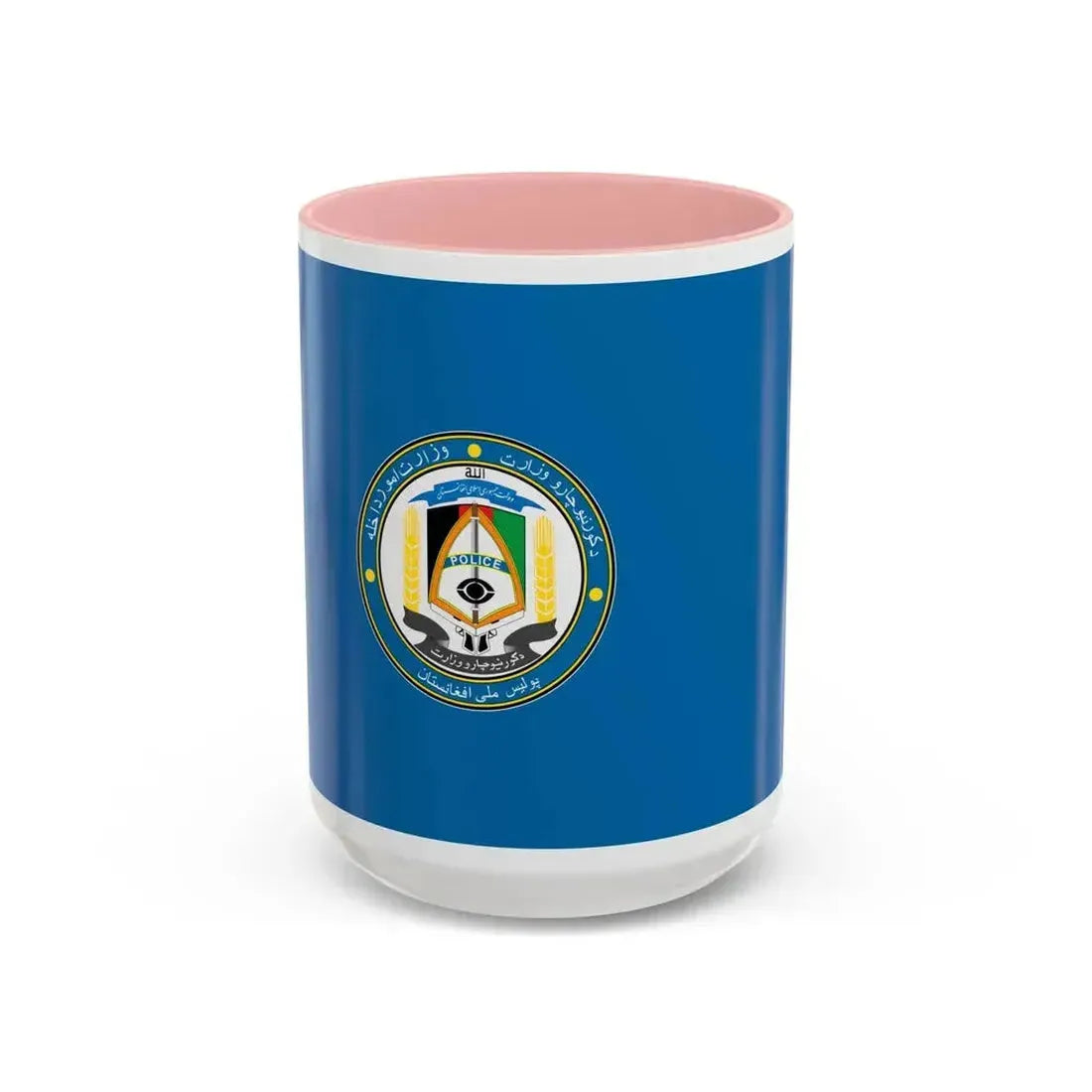 Flag of the Afghan National Police Pashto and Dari - Accent Coffee Mug 15oz Pink - Go Mug Yourself