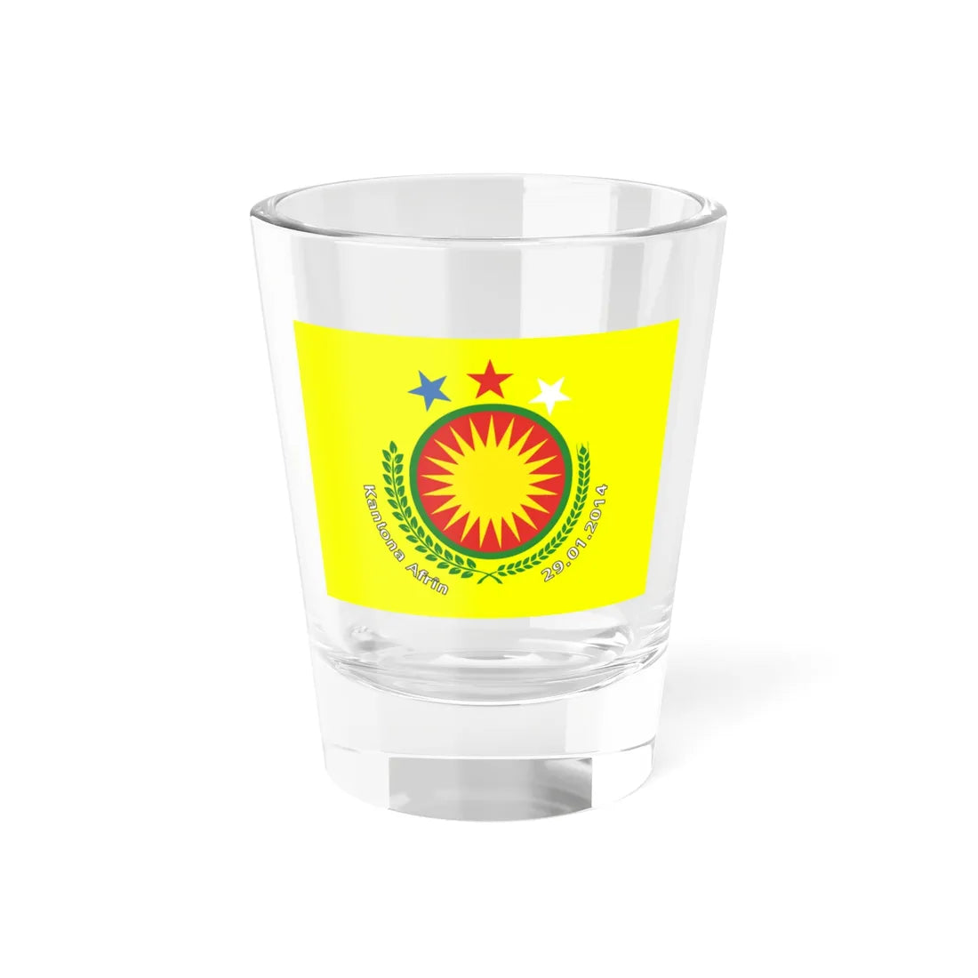 Flag of the Afrin Canton (Syria) Shot Glass 1.5oz 1.5oz - Go Mug Yourself
