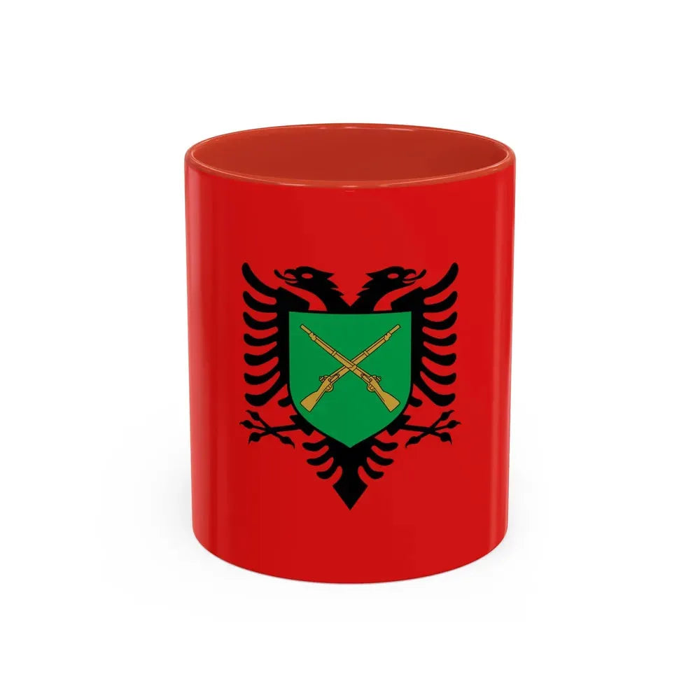 Flag of the Albanian Land Forces - Accent Coffee Mug 11oz Red - Go Mug Yourself