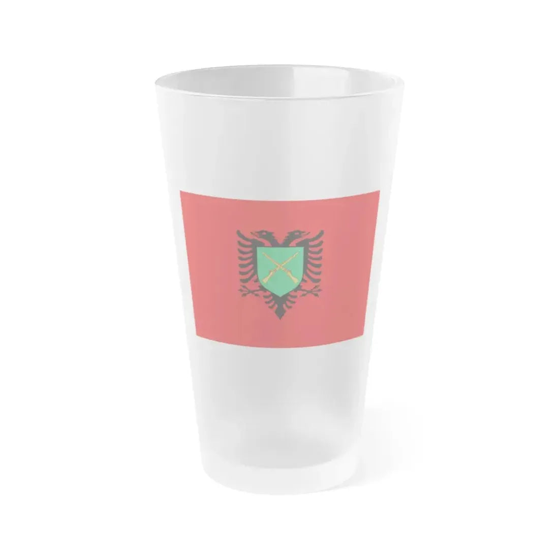Flag of the Albanian Land Forces - Frosted Pint Glass 16oz 16oz Frosted - Go Mug Yourself