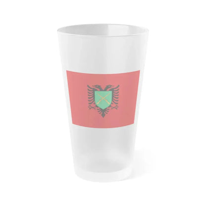 Flag of the Albanian Land Forces - Frosted Pint Glass 16oz 16oz Frosted - Go Mug Yourself