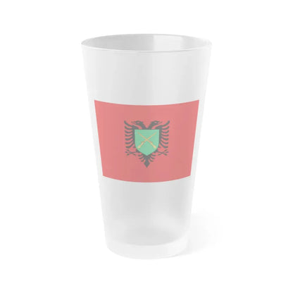 Flag of the Albanian Land Forces - Frosted Pint Glass 16oz 16oz Frosted - Go Mug Yourself