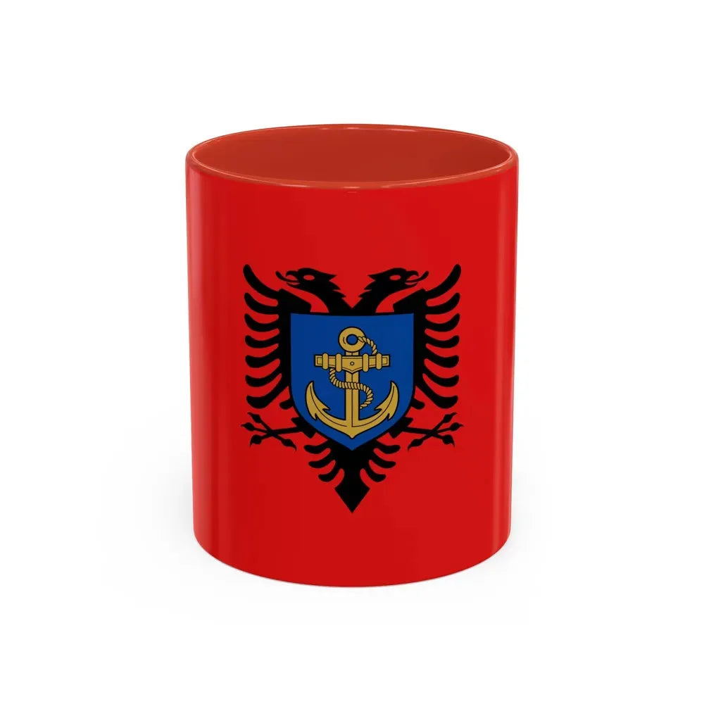 Flag of the Albanian Naval Forces - Accent Coffee Mug 11oz Red - Go Mug Yourself