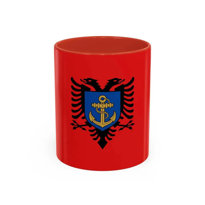 Flag of the Albanian Naval Forces - Accent Coffee Mug 11oz Red - Go Mug Yourself