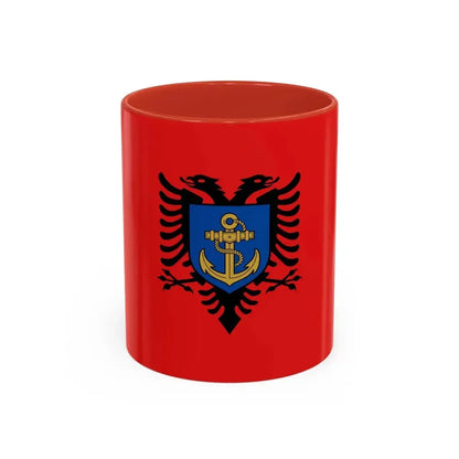 Flag of the Albanian Naval Forces - Accent Coffee Mug 11oz Red - Go Mug Yourself