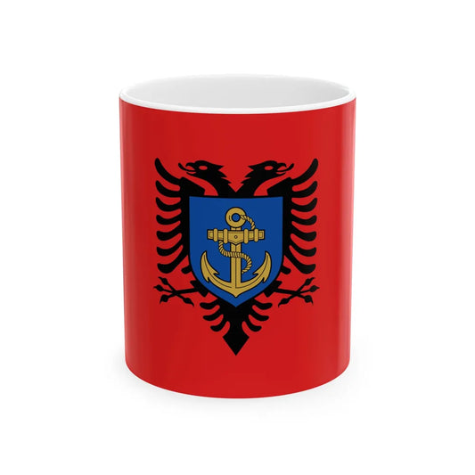 Flag of the Albanian Naval Forces (Albania) White Coffee Mug 11oz - Go Mug Yourself
