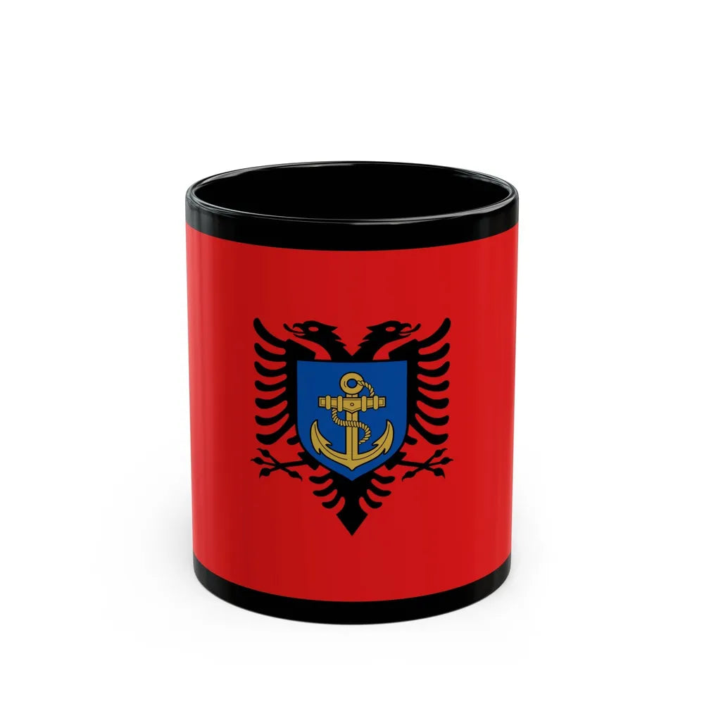 Flag of the Albanian Naval Forces - Black Coffee Mug-11oz-Go Mug Yourself